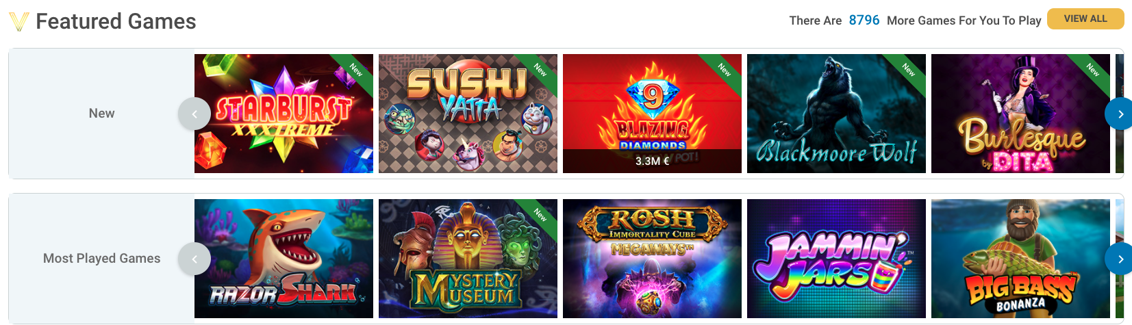 Vegaz Casino Featured Games