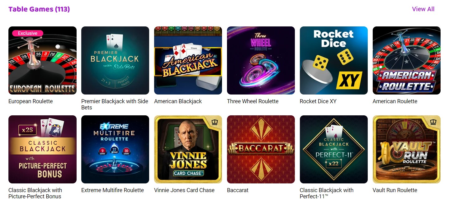 Boo Casino table games