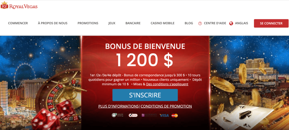 obtenir 1 200 $ bonus en Casino en ligne Royal Vegas