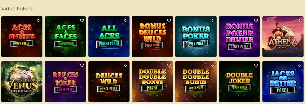 Captain Cooks casino games.