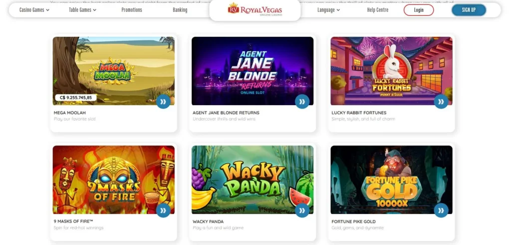 Royal Vegas Casino games.