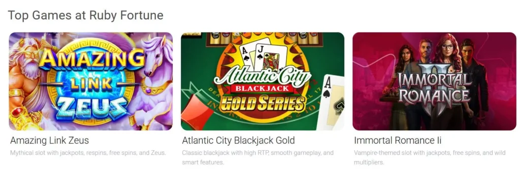 Ruby Fortune games.