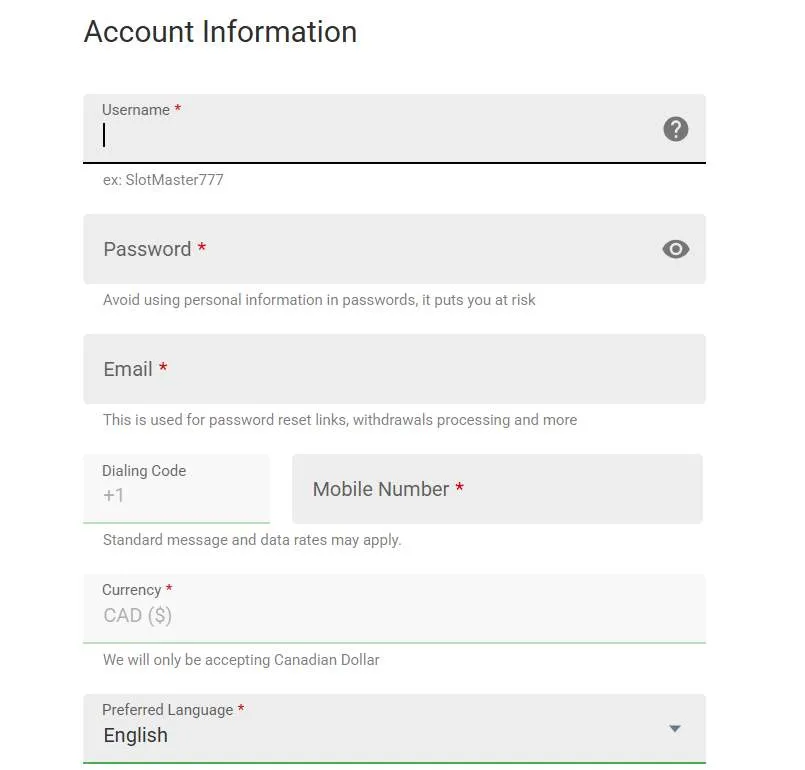 Ruby Fortune login.