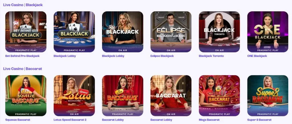 Spinz live casino.