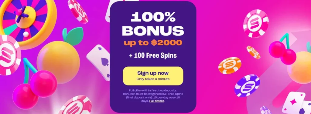 Spinz Casino welcome bonus.