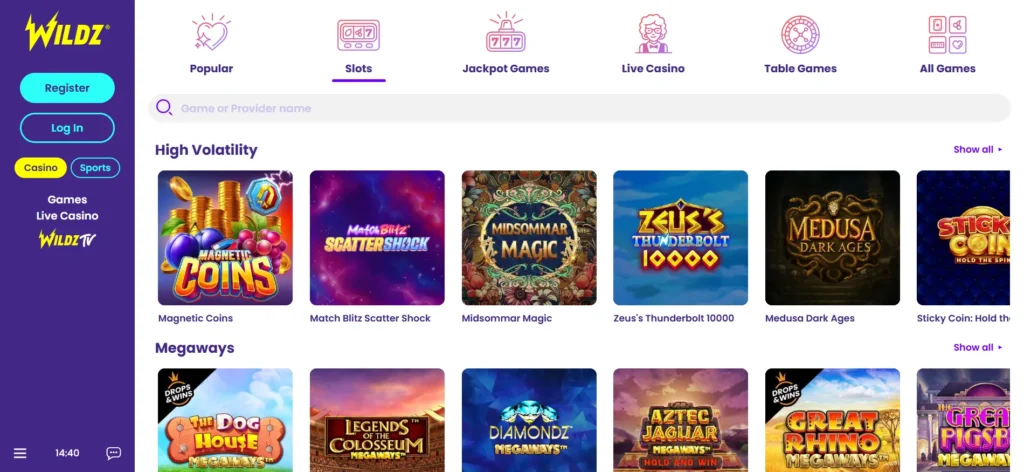 Wildz Casino slots