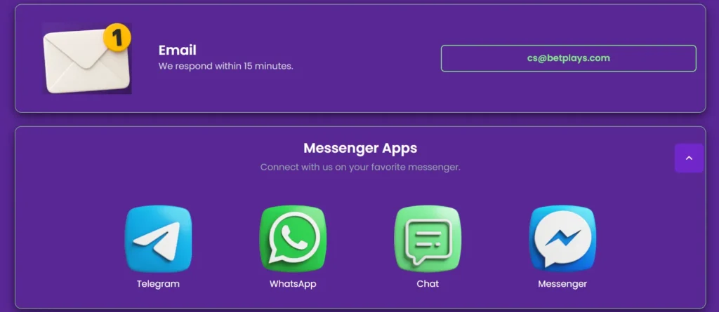 BetPlays Casino Customer support