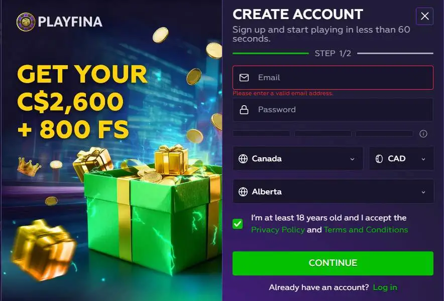 Playfina login.