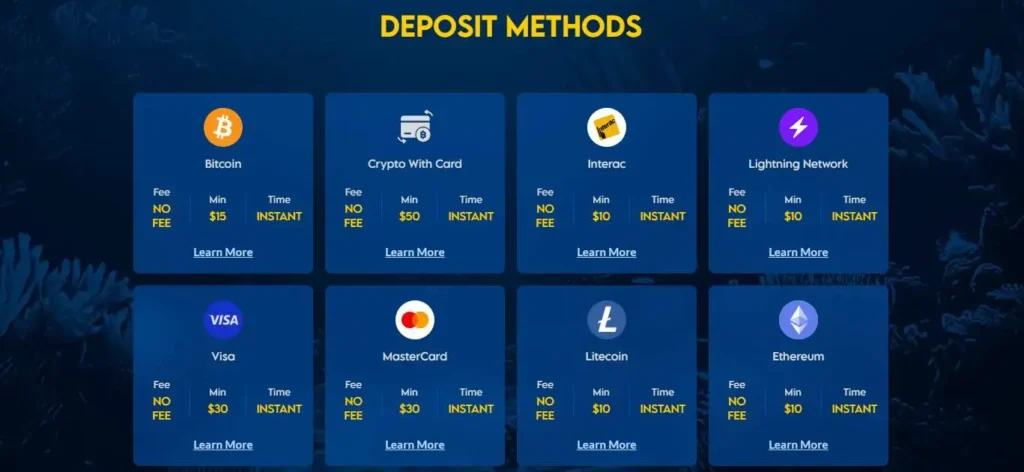 Yabby Casino deposit methods.