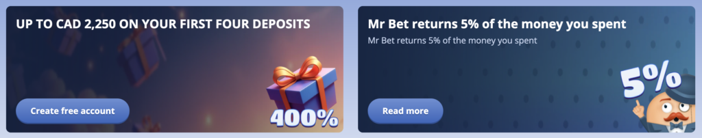 Mr Bet casino bonuses