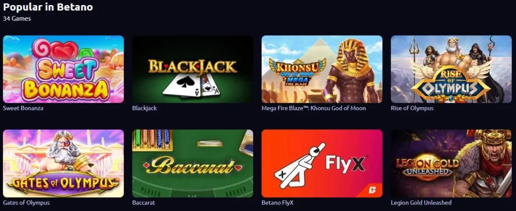 Betano Casino Ontario games.