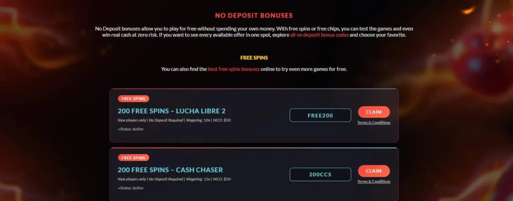 Casino Extreme no deposit bonus.