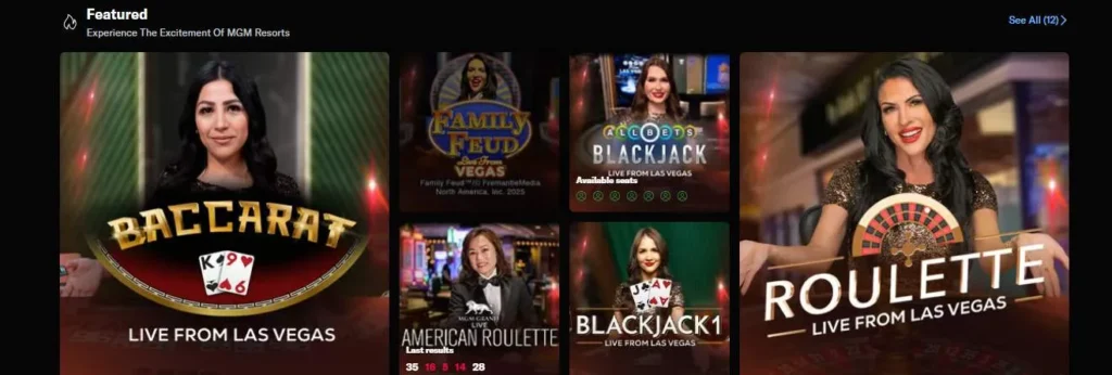 BetMGM Ontario live games.