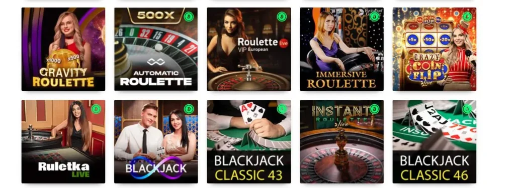 Casino Rocket live games.