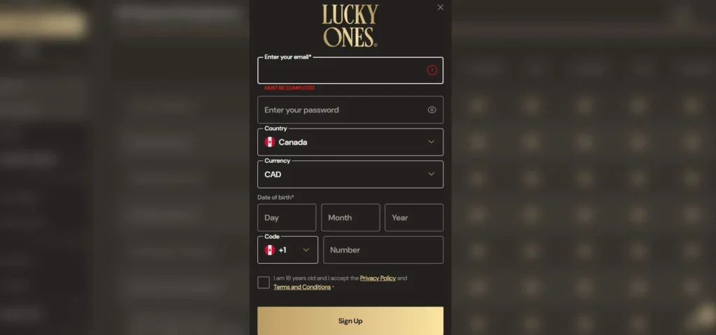 Lucky Ones Casino login.