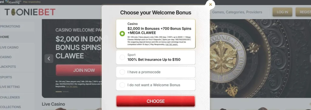 Tooniebet Ontario sign up.