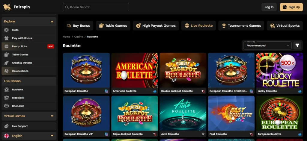Fairspin Casino Live roulette