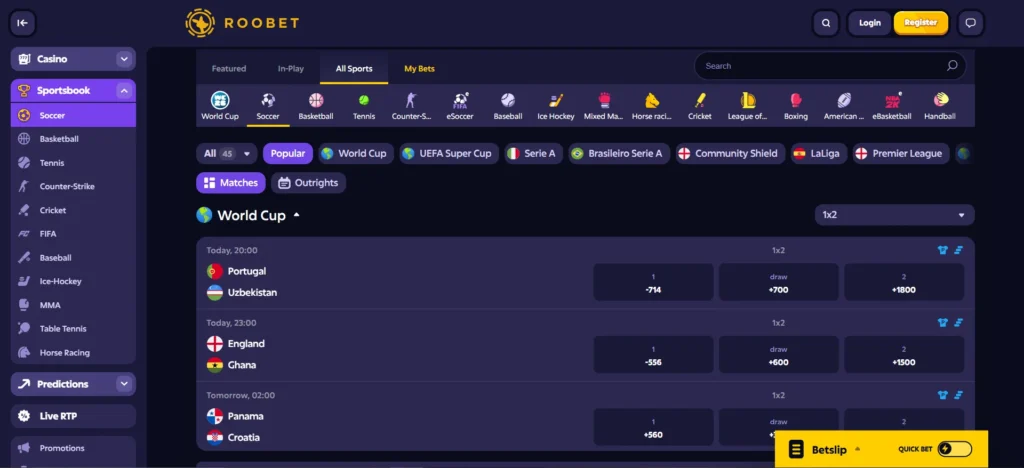 Roobet Casino Sportsbook