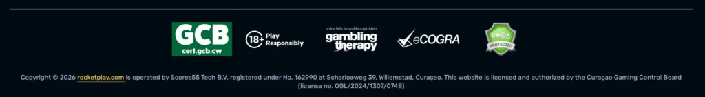 RocketPlay Casino Security and licensing