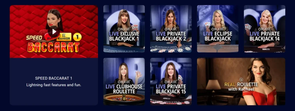 Spin Palace Casino Live games